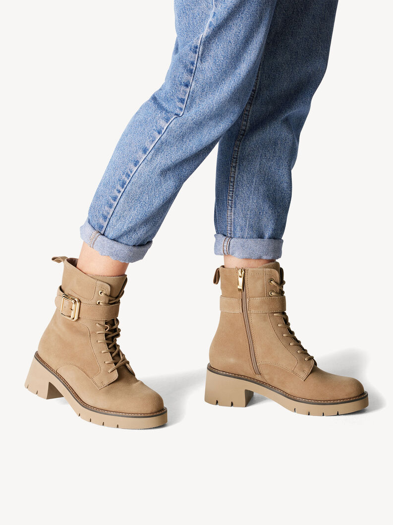 Lederstiefelette - beige, BEIGE, hi-res