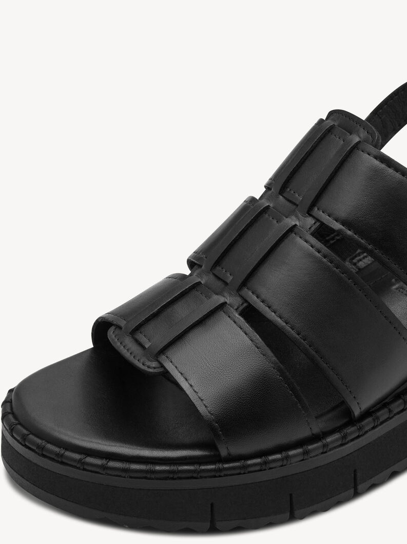 Sandale &agrave; talon en cuir - noir, BLACK LEATHER, hi-res