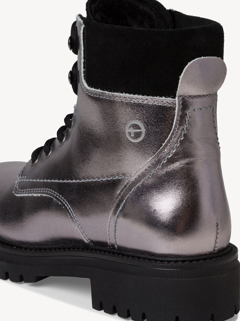 Leather Bootie - metallic warm lining, PEWTER, hi-res