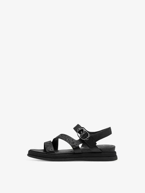 Heeled sandal, BLACK LEATHER, hi-res