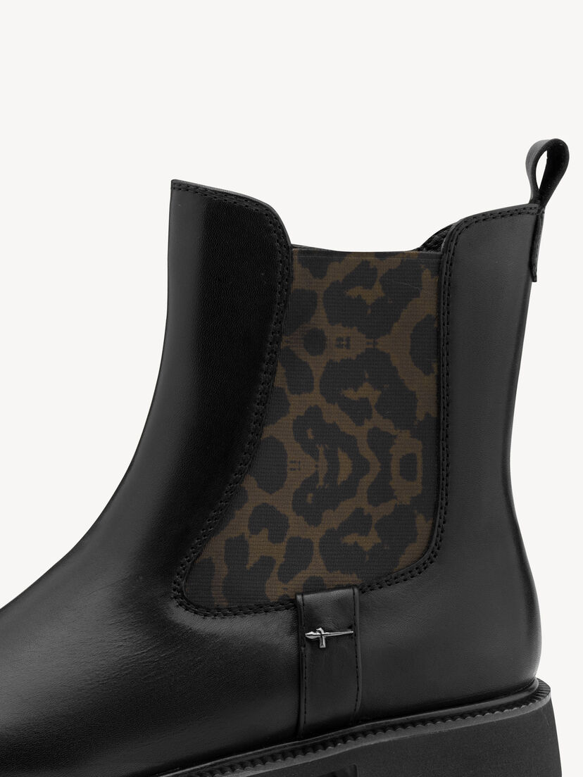 Leren Chelseaboot - zwart, BLACK/LEO, hi-res