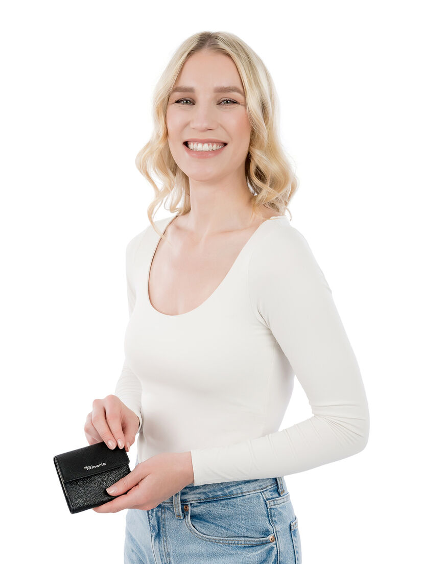 Leren Portemonnee - zwart, black, hi-res