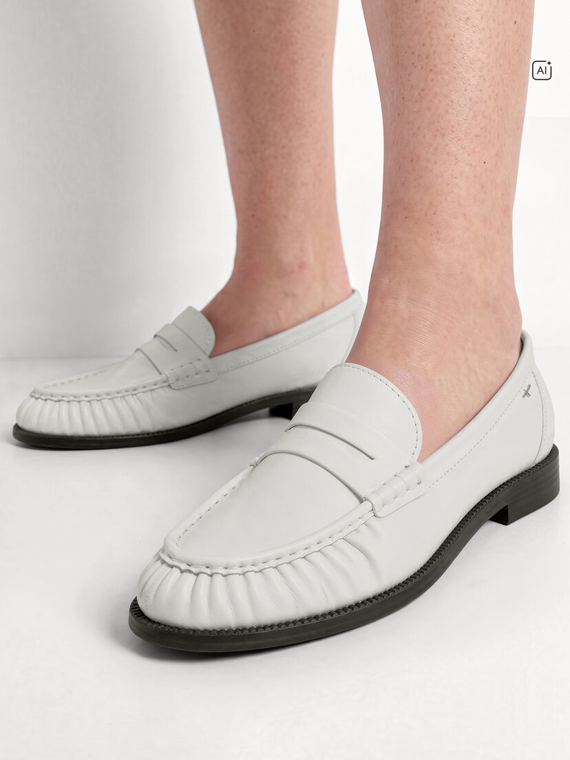 Leren Instappers - wit, OFFWHITE, hi-res