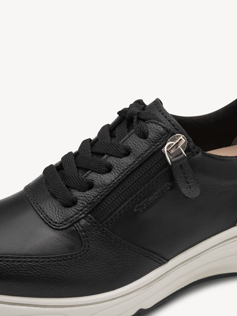 Ledersneaker - schwarz, BLACK/GOLD, hi-res