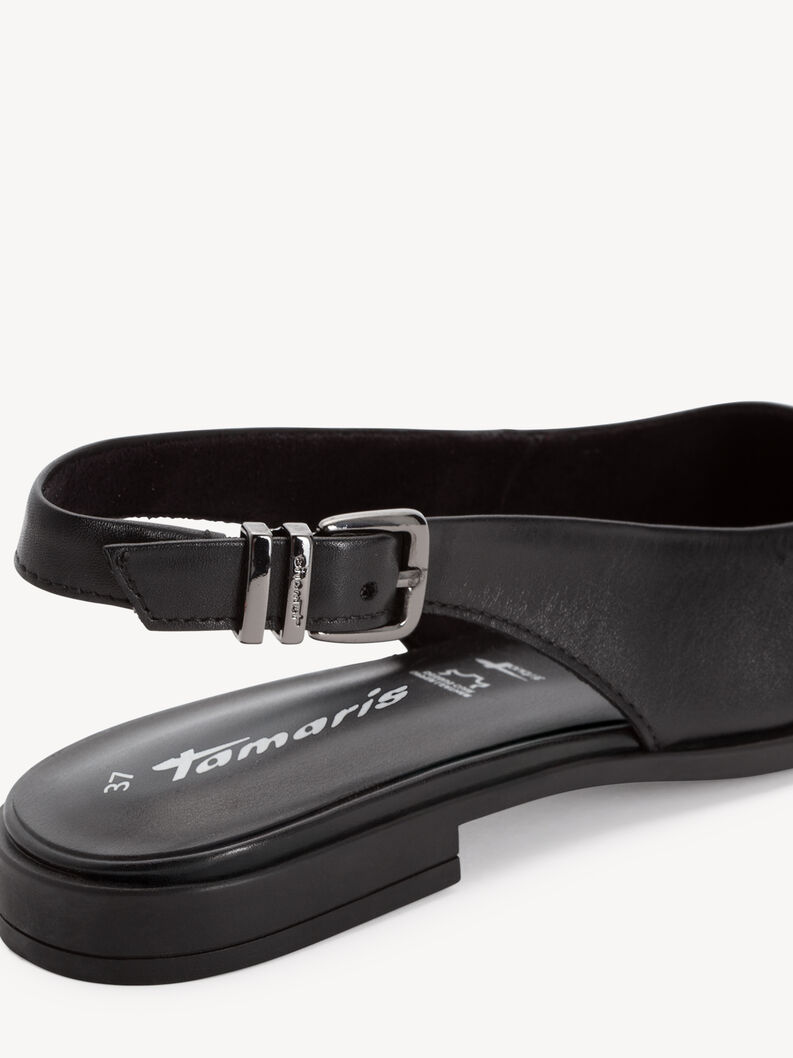Leather sling pumps - black, BLACK LEATHER, hi-res