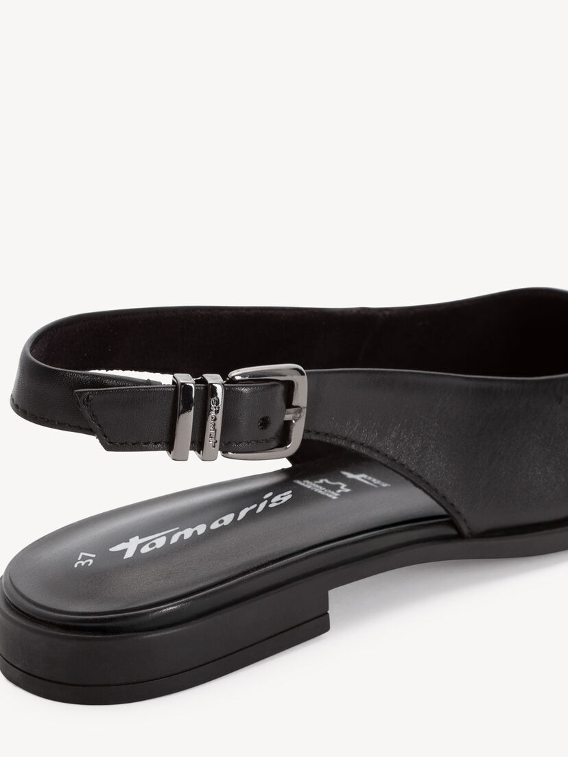 Leren Slingpumps - zwart, BLACK LEATHER, hi-res