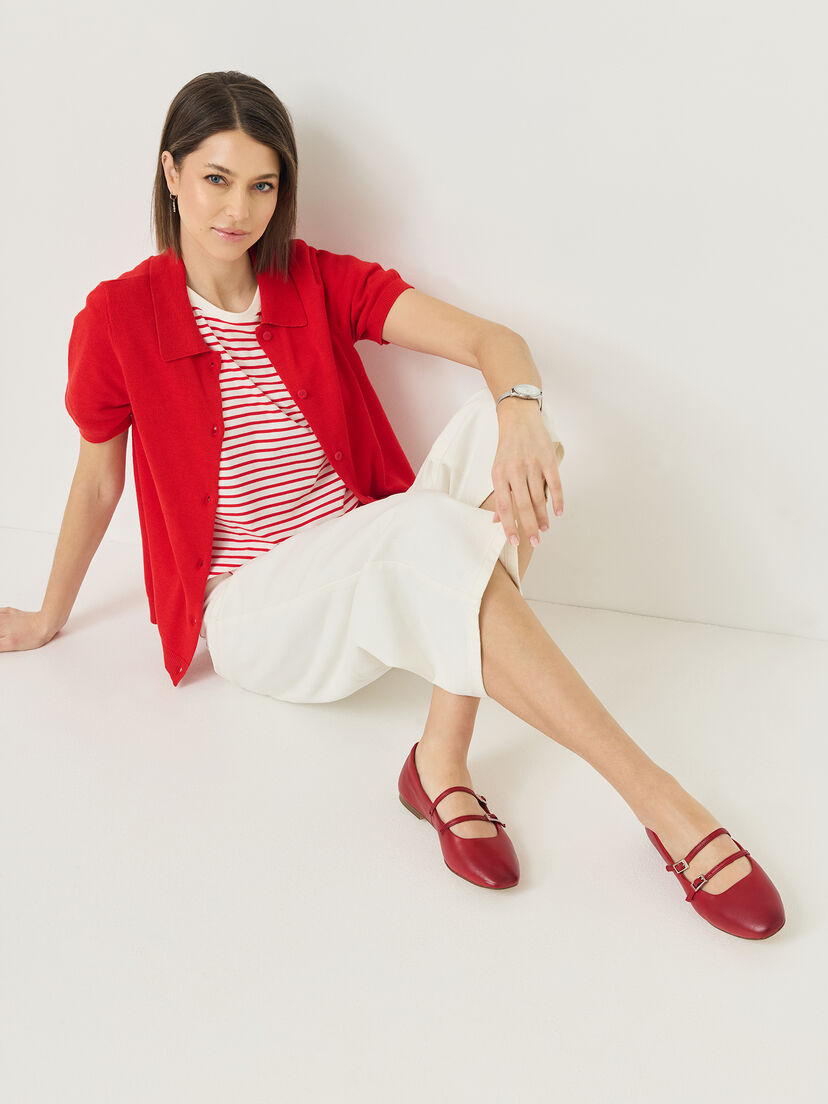 Leren Ballerina - rood, RED, hi-res