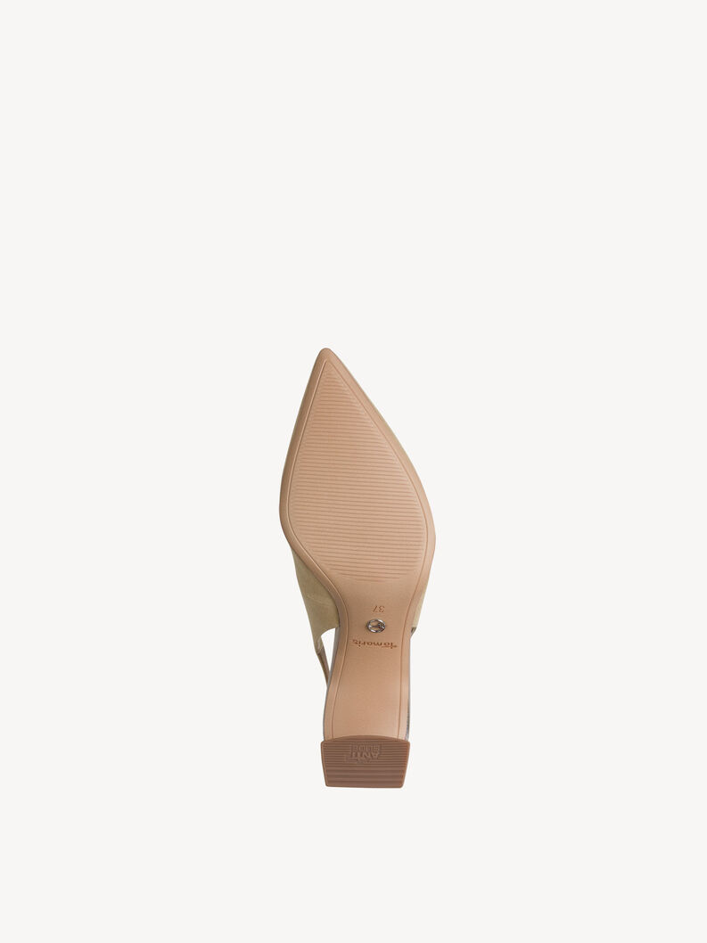 Leather sling pumps - beige, TAN COMB, hi-res