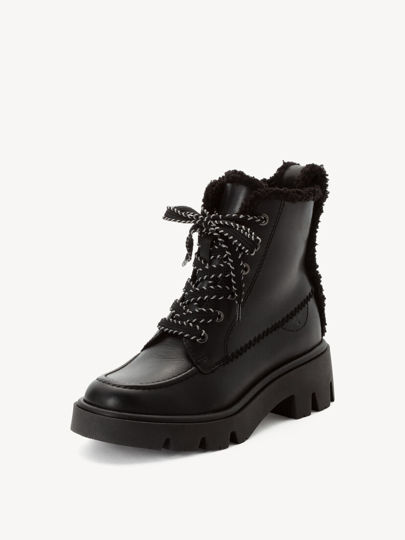 Enkellaarsje - zwart warme voering, BLACK LEATHER, hi-res