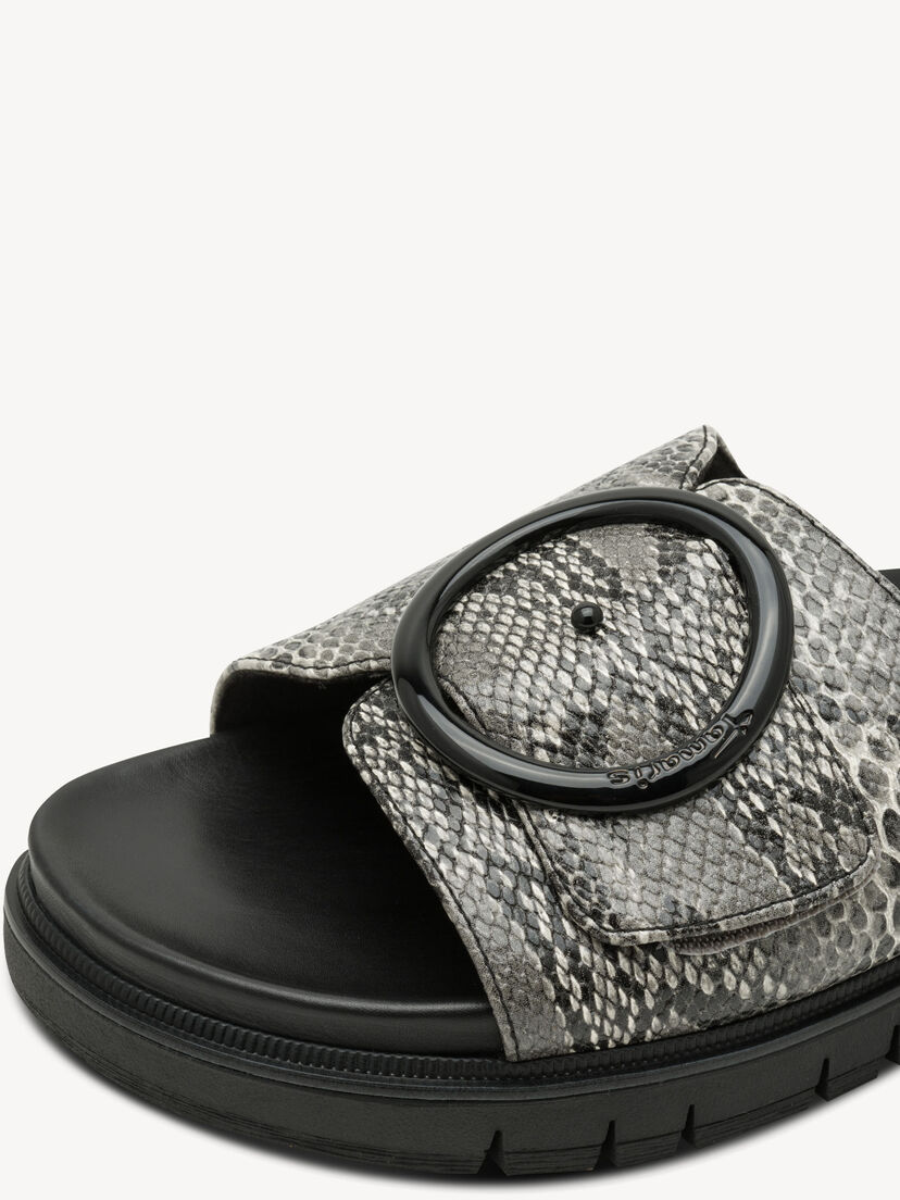 Leren Slipper - zwart, BLACK SNAKE, hi-res