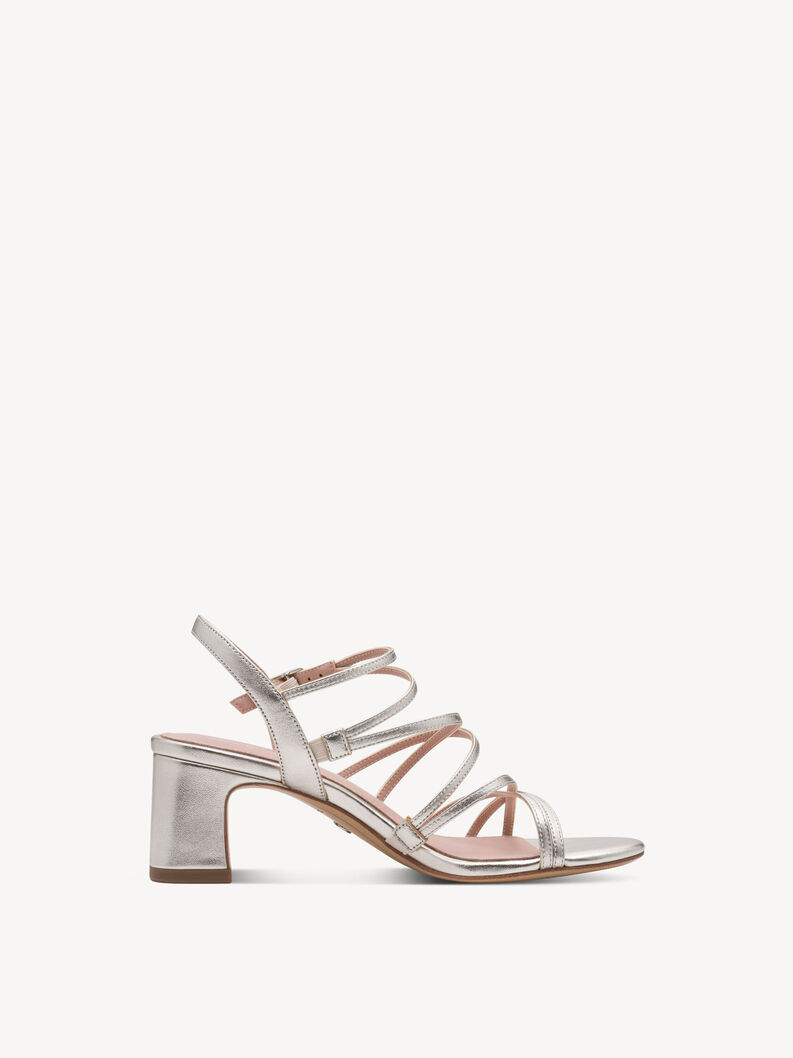 Ledersandalette - metallic, PLATINUM, hi-res