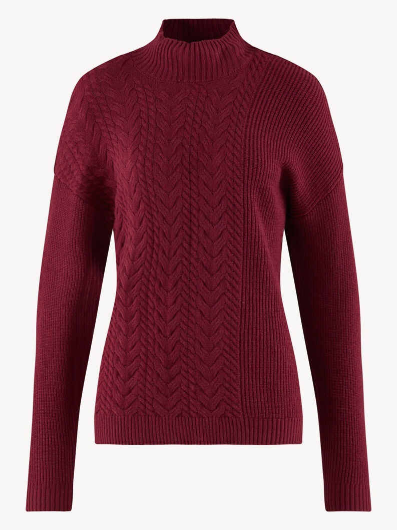 Knitted pullover - red, Windsor Wine, hi-res