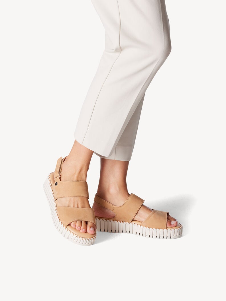 Kožené sandálky - béžová, SAND, hi-res