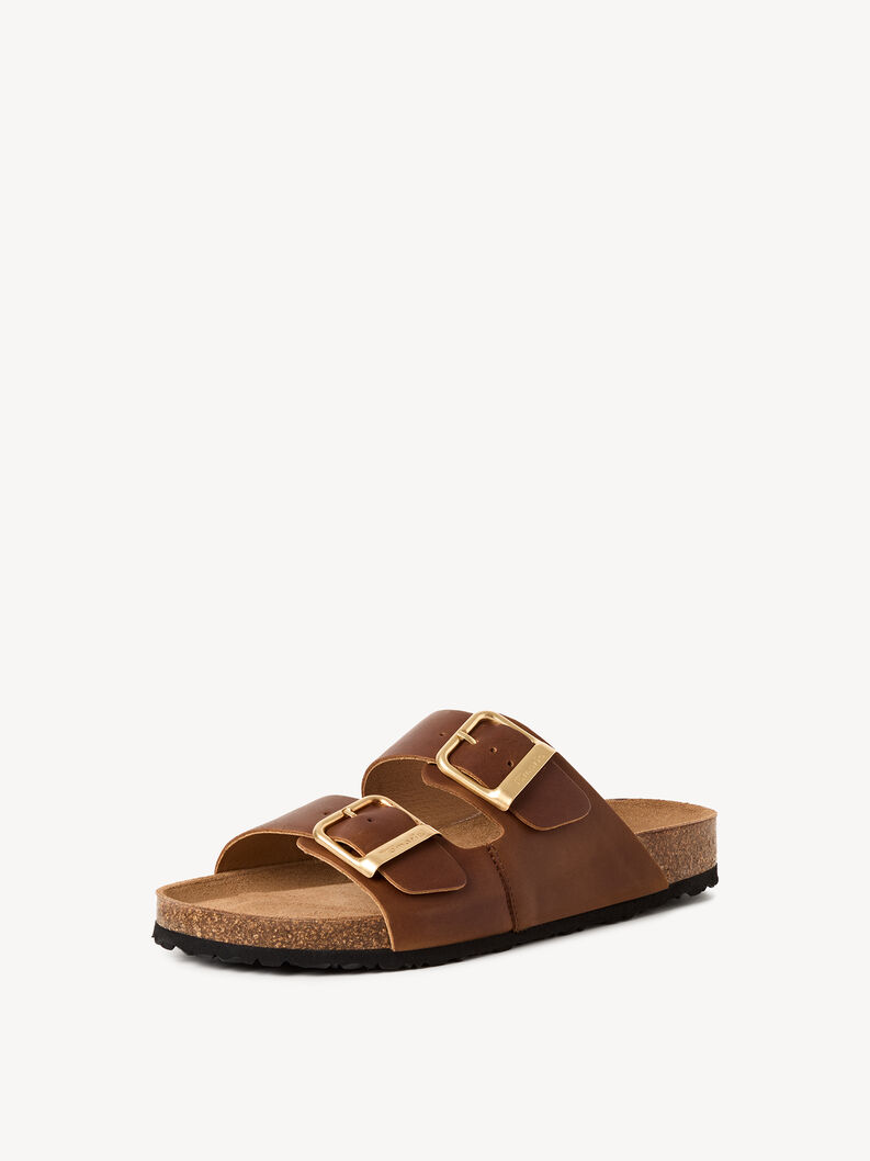 Lederpantolette - braun, COGNAC PULL-UP, hi-res