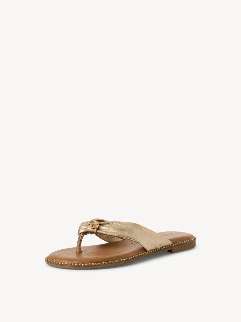 Leren Flip Flops - goud, LIGHT GOLD, hi-res