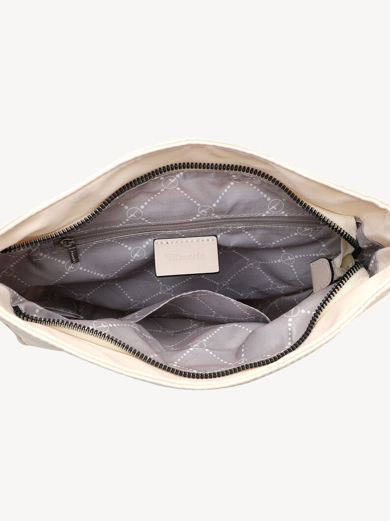 Skuldertaske - beige, beige satin, hi-res