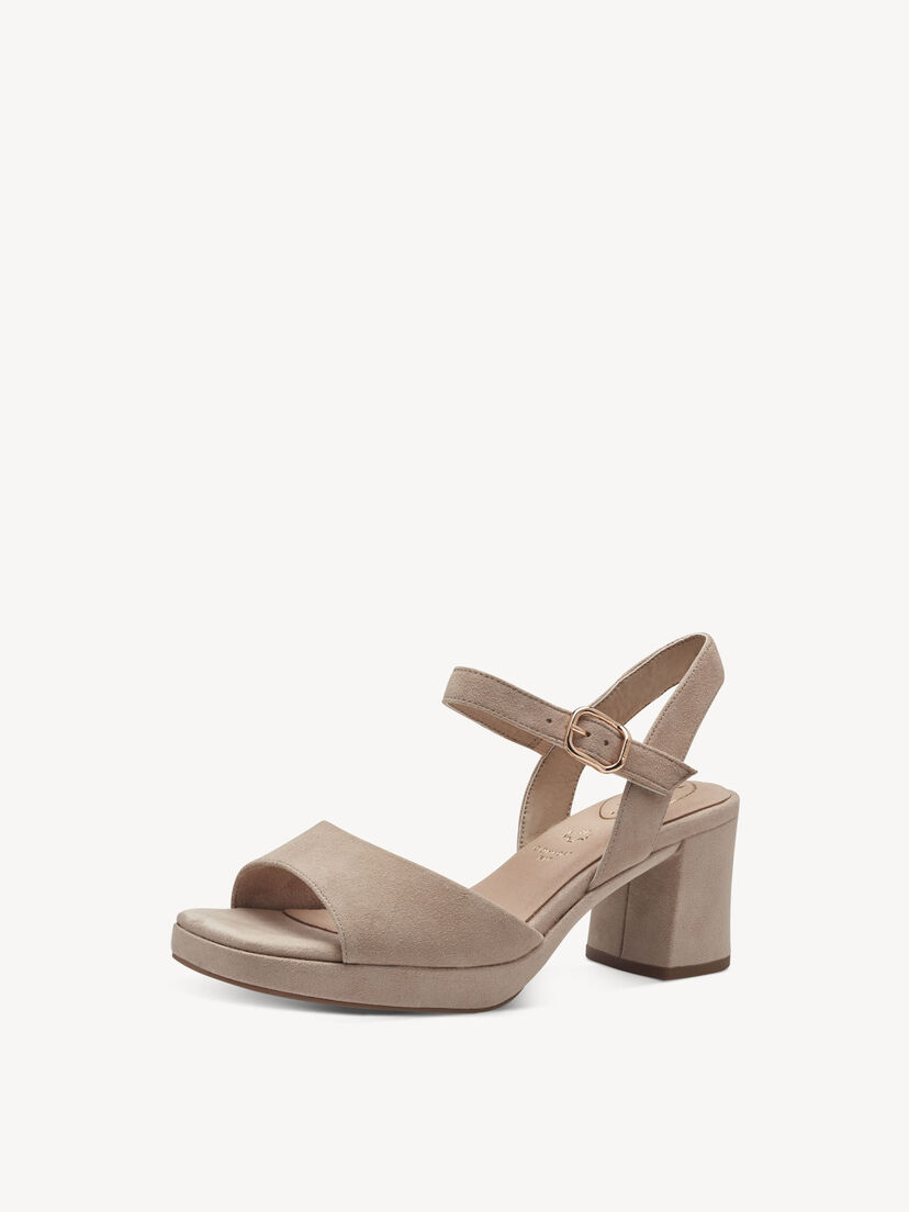 Leren Sandaaltje - beige, BEIGE SUEDE, hi-res