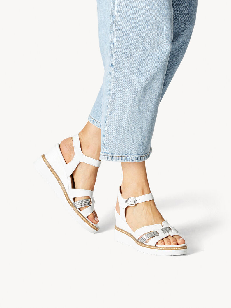 Heeled sandal - white, WHITE/SILVER, hi-res