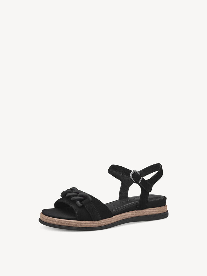 Leren Sandaaltje - zwart, BLACK, hi-res