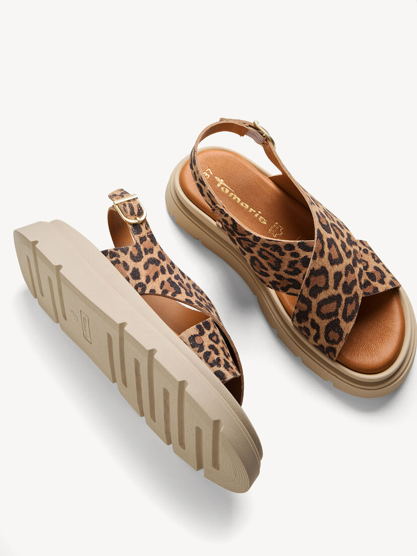 Leren Sandaaltje - bruin, LEOPARD, hi-res