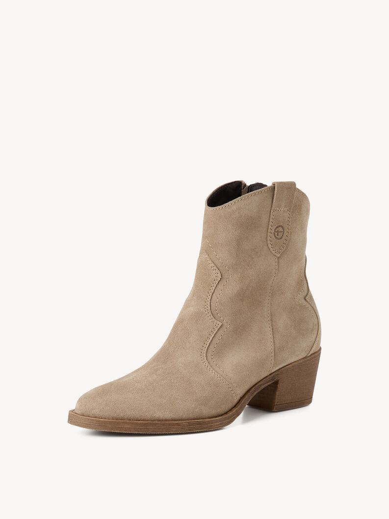 Lederstiefelette - beige, BEIGE, hi-res