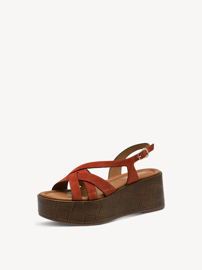 Leather Heeled sandal - orange, TERRACOTTA, hi-res