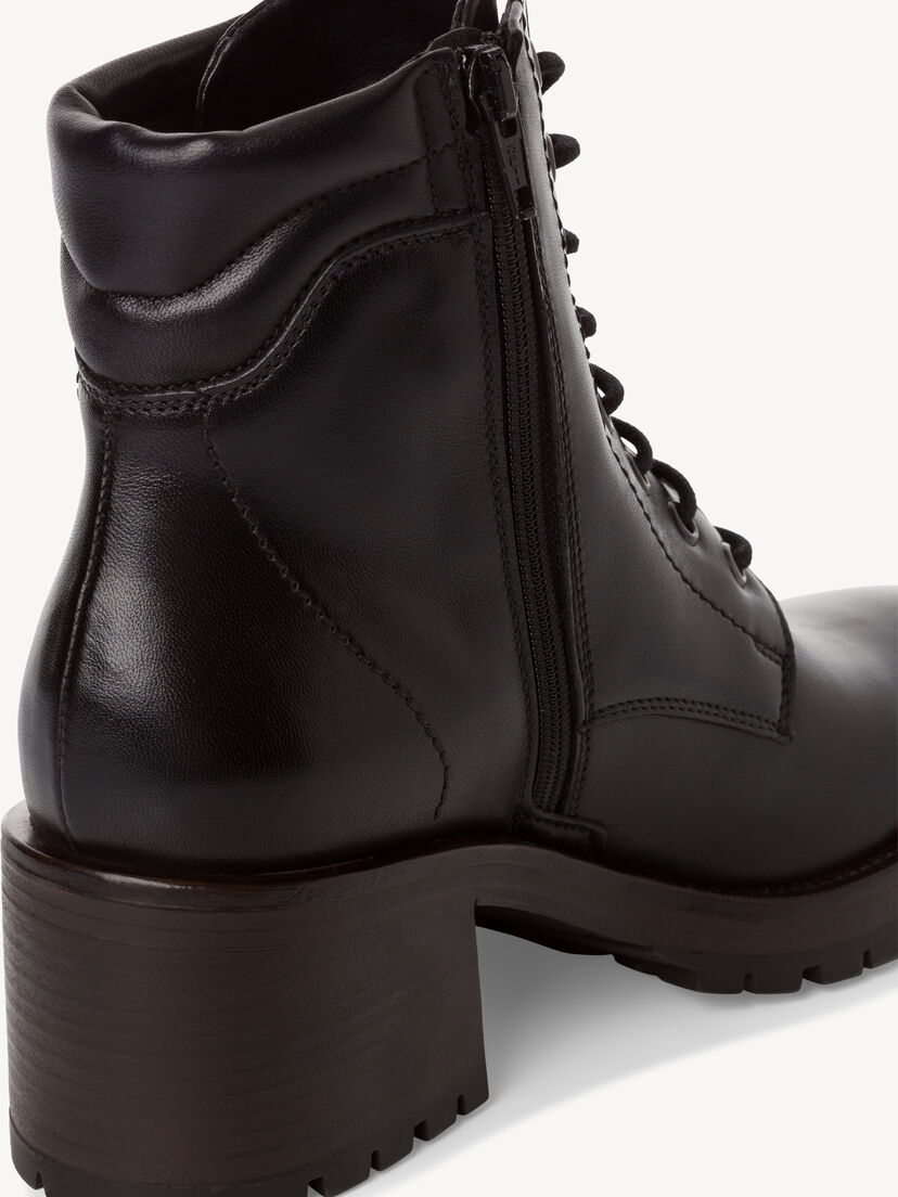 Leren Enkellaarsje - zwart, BLACK LEATHER, hi-res