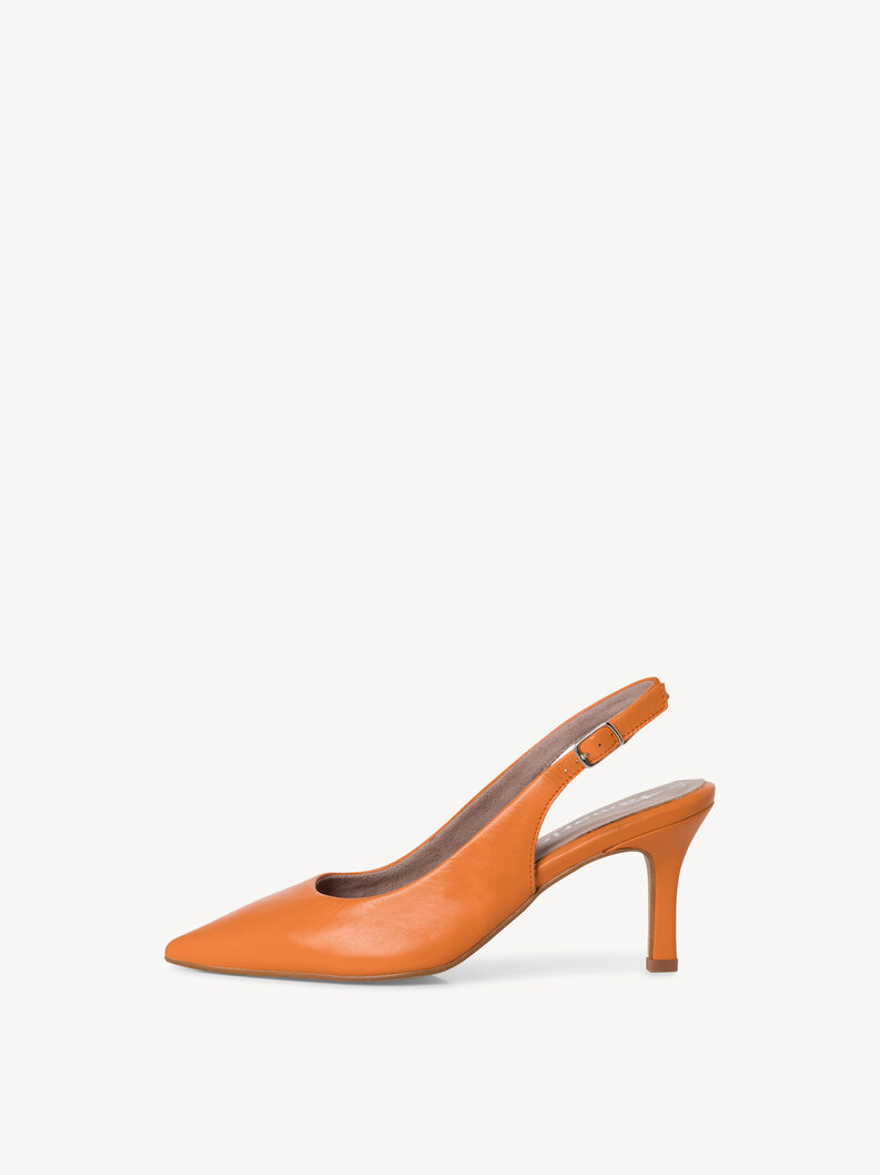Leather sling pumps - orange, orange, hi-res