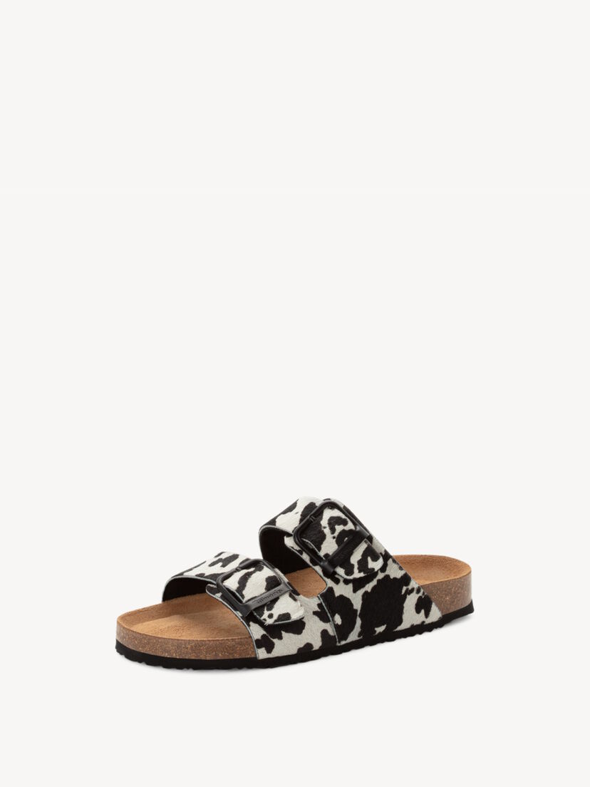 Leren Slipper - zwart, WHITE/BLACK, hi-res