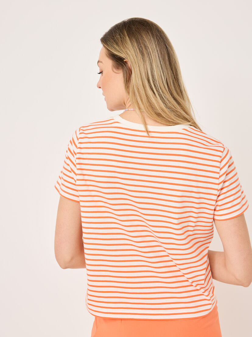 T-shirt - oranje, Nasturtium / Bright White Stripe, hi-res