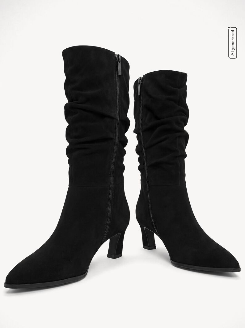 Leather Bootie - black, BLACK, hi-res