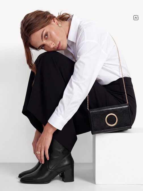 Bootie, BLACK LEATHER, hi-res