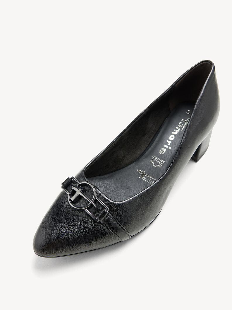 Escarpin en cuir - noir, BLACK LEATHER, hi-res