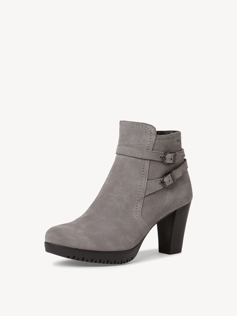 Leather Bootie - grey, GREY SUEDE, hi-res