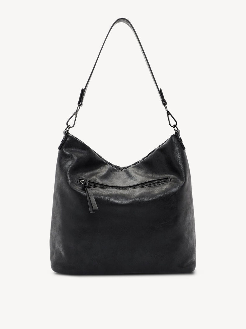 Schwarze Damenhandtasche aus glattem Kunstleder mit Frontrei&szlig;verschlusstasche