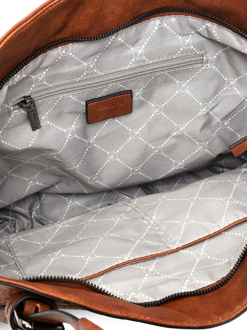 Innenraum der Tasche mit gestepptem Innenfutter und Rei&szlig;verschlusstasche