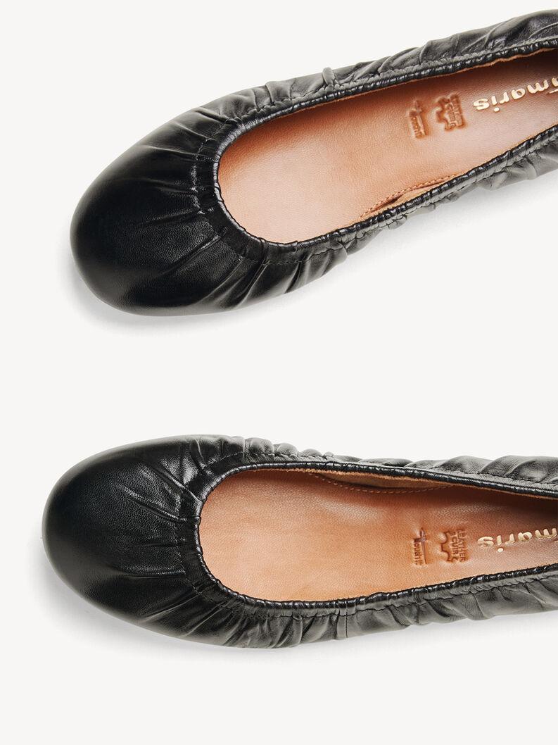 Leather Ballerina - black, BLACK, hi-res