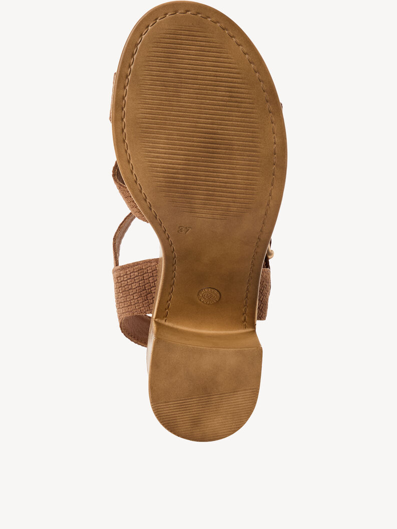 Leather Heeled sandal - brown, BROWN STRUCT., hi-res