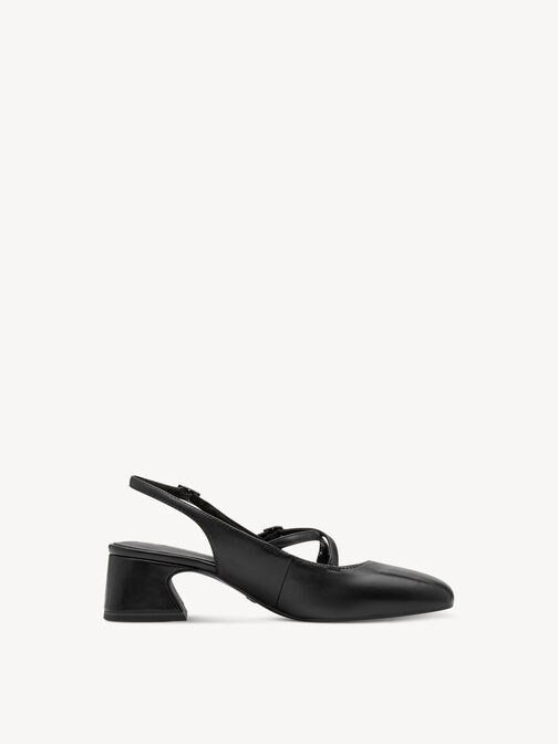 Slingpumps, BLACK LEATHER, hi-res