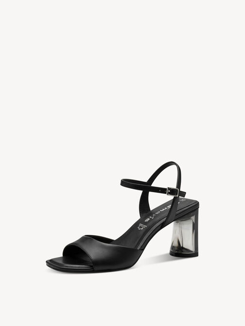 Sandale &agrave; talon, BLACK LEATHER, hi-res