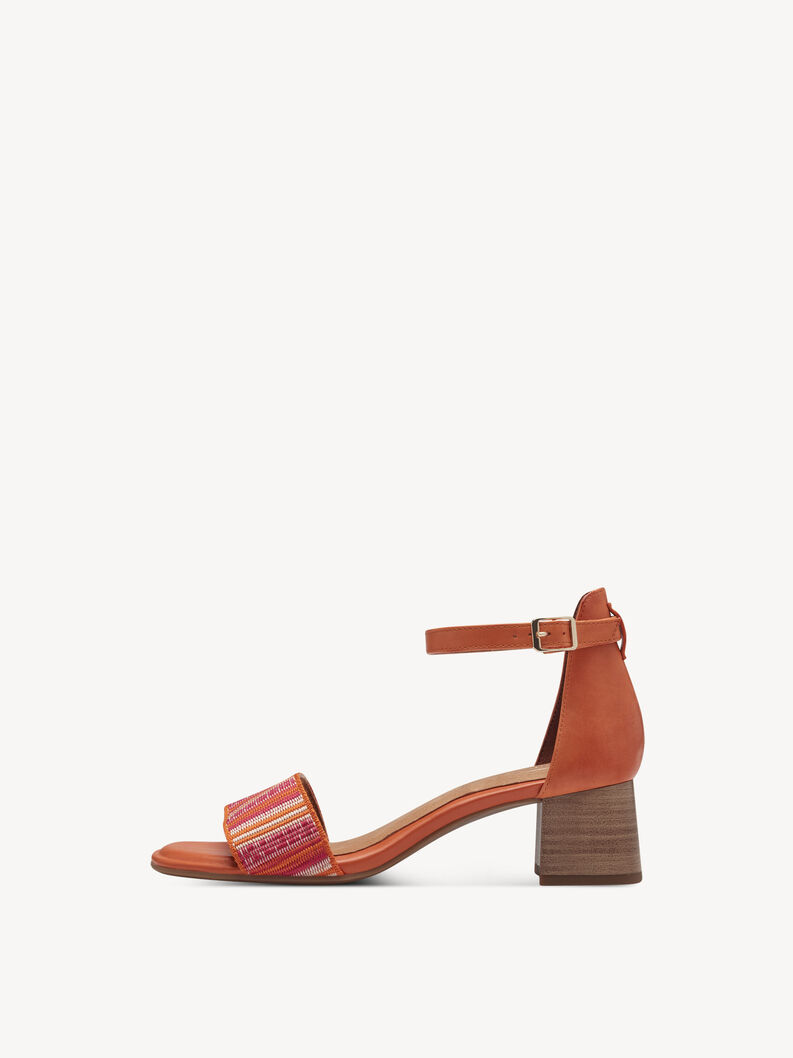 Sandale à talon en cuir - orange, ORANGE COMB, hi-res