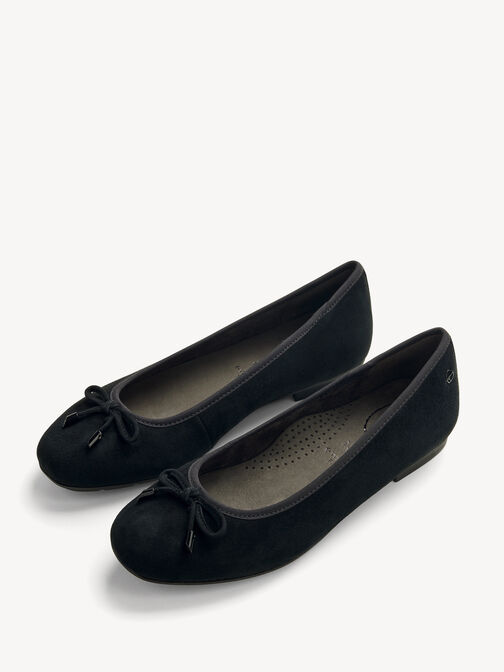 Leather Ballerina, BLACK SUEDE, hi-res