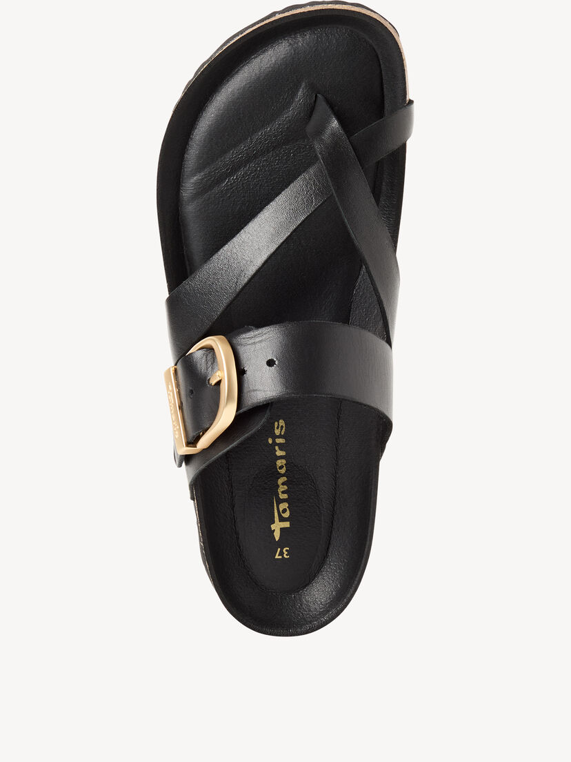 Leren Slipper - zwart, BLACK, hi-res