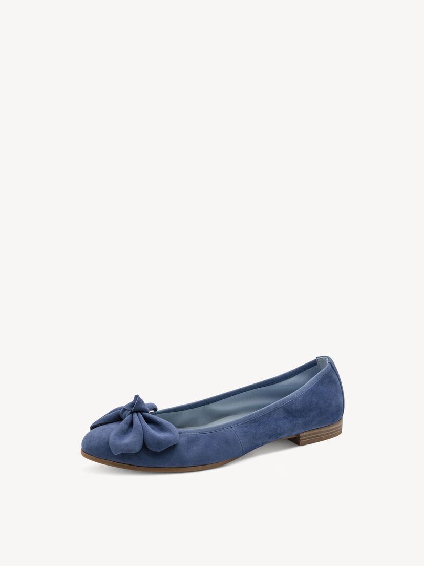 Leren Ballerina - blauw, BLUE, hi-res