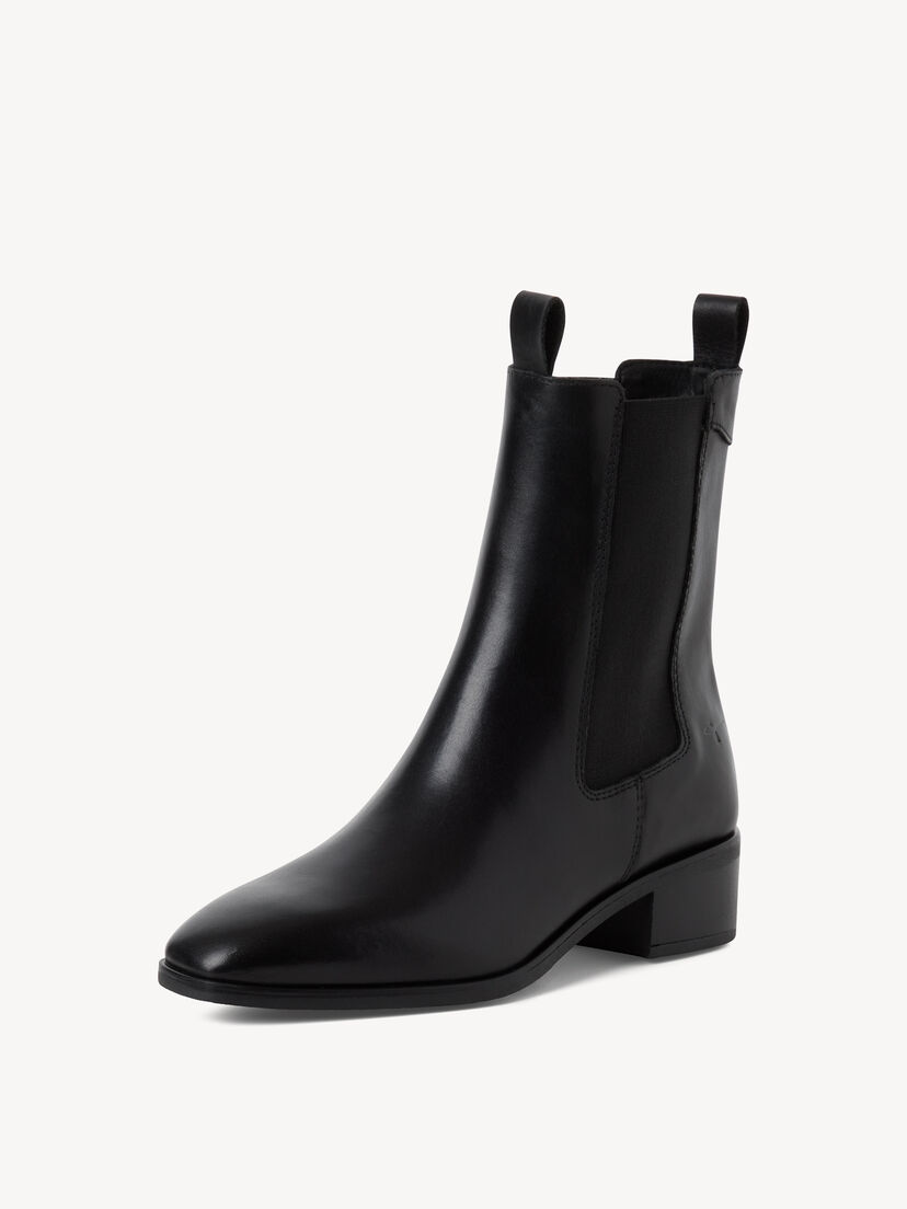 Leren Chelseaboot - zwart, BLACK LEATHER, hi-res