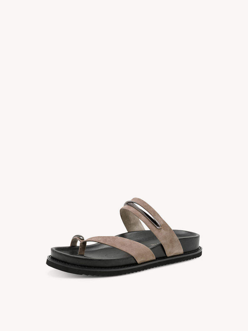 Lederpantolette - beige, TAUPE, hi-res