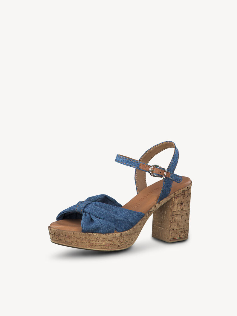 Kožené sandálky - modrá, DENIM JEANS, hi-res
