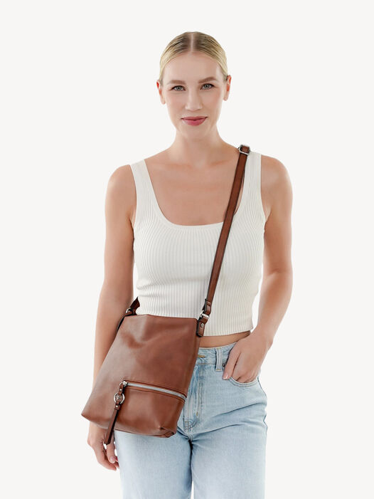 Schoudertas, cognac, hi-res