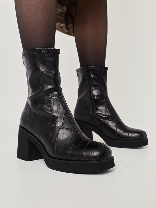 Enkellaarsje, BLACK CROCO, hi-res