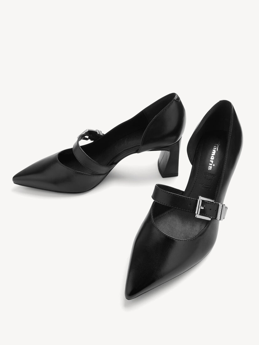 Leren Pumps - zwart, BLACK, hi-res